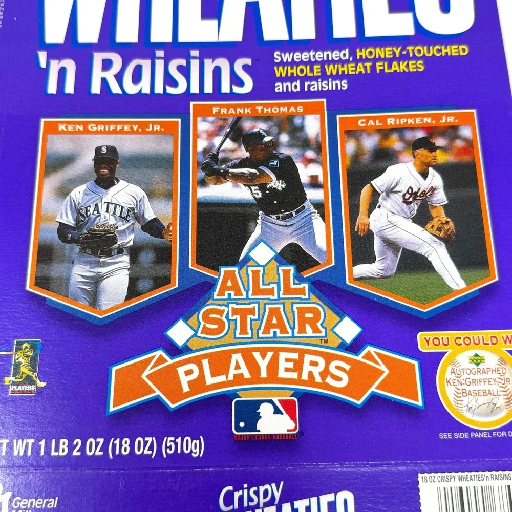 1997 General Mills Wheaties n Raisins Cereal Box MLB All Star Players Flattened